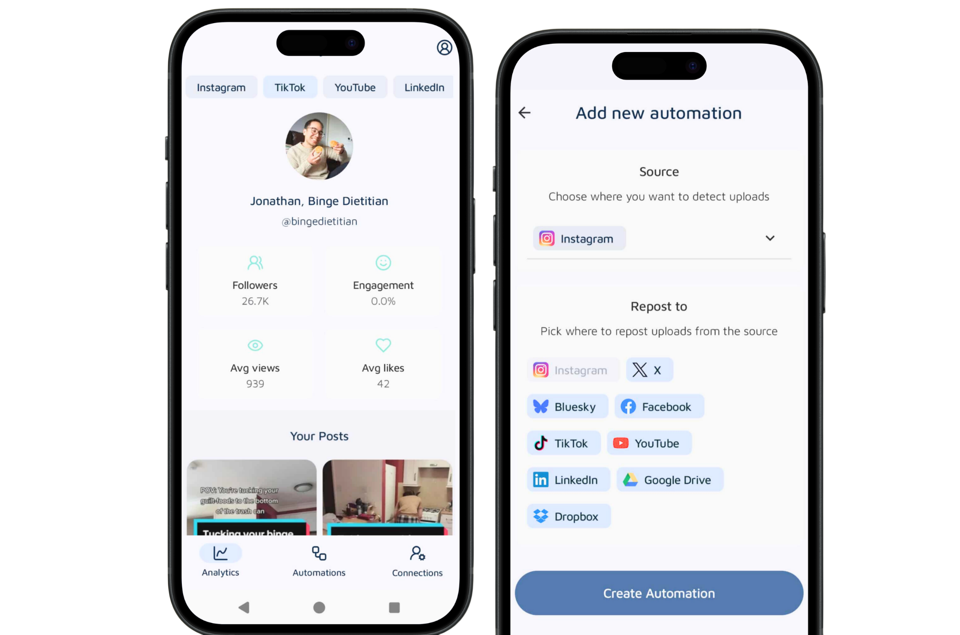 Repostify mobile app screens